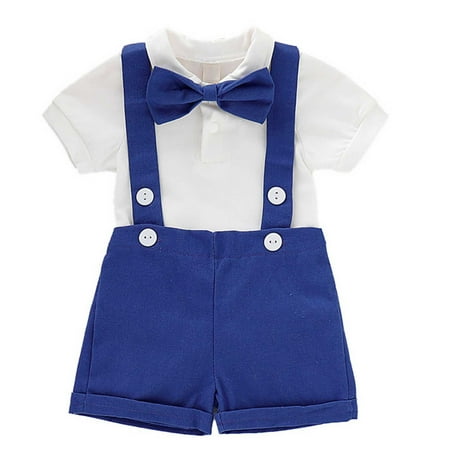 

LEIWAO Outfits For Toddler Girls Kids Toddler Baby Girls Spring Summer Cotton Bow Tie Short Sleeve Shirt Suspender Shorts Outfits Clothes Child Street Wear Summer Clothing Set