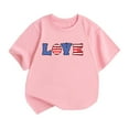 thumbnail image 2 of MKOSPLRT 4th of July T-Shirts Fille Manches Courtes Col Rond T-Shirts Fête de l'Indépendance T-Shirts Amusants Lettres d'Amour Graphiques T-Shirts Étoiles et Rayures, 2 of 3