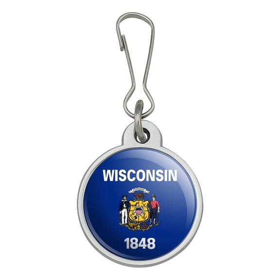 Wisconsin State Flag Jacket Handbag Purse Luggage Backpack Zipper Pull Charm