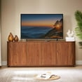 thumbnail image 2 of Sideboard Storage Cabinet TV Stand with wave pattern Buffet Cabinet Wooden Vertical Striped Cabinet for Kitchen/Bedroom/Entryway. Walnut, 64''W x 15''D x 24''H., 2 of 8