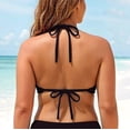 thumbnail image 4 of Swimsuits for Women Plus Size Solid Print Halter Neck Sleeveless Tie Front Fast Drying Bikini Top for Beach Bathing Suits Women Black L, 4 of 5