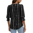 thumbnail image 5 of Njagoc3 Womens V - Neck 3/4 Sleeve Shirt, Striped Polka Dot Print Flowy Top, Easy - Match for Summer Casual Wear & Beach Trips, 5 of 6