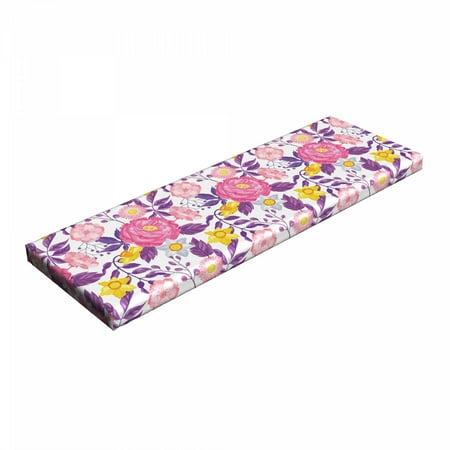 

Garden Art Bench Pad Pattern with Different Blooming Flowers Delicate Beauty of the Nature Theme HR Foam Cushion with Decorative Fabric Cover 45 x 15 x 2 Multicolor by Ambesonne