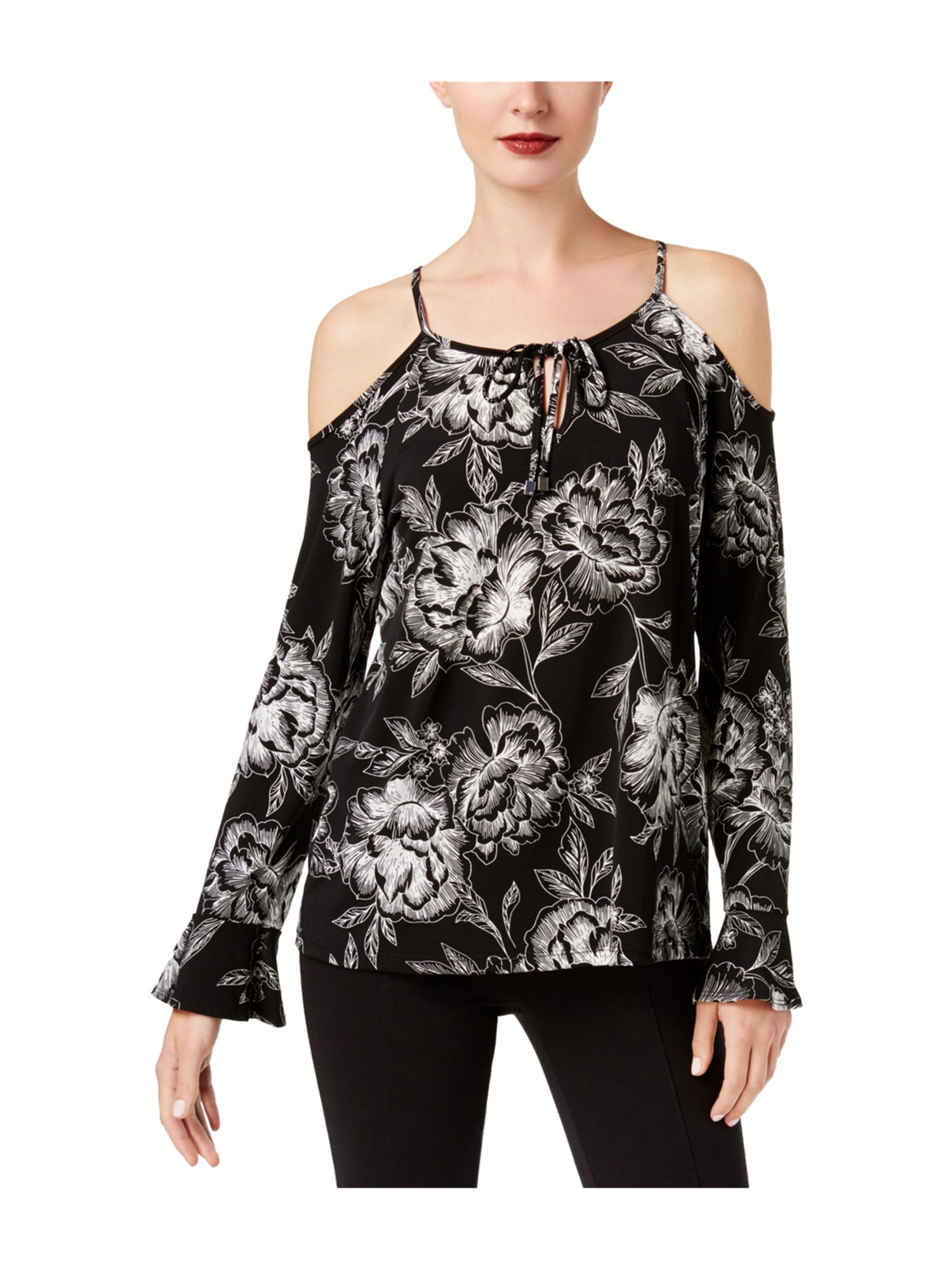 I-N-C Womens Cold Shoulder Knit Blouse