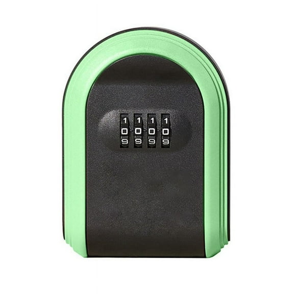 Key Safe Box Weatherproof 4 Digit Combination Outdoor Security Storage Case Lock Wall Mounted,Black & Green