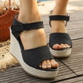 thumbnail image 3 of AXXD Wedge Sandals for Women,Ladies Sandals,Open Toe,Ankle Strap,High Heel,Black,43 (US:9.5), 3 of 9