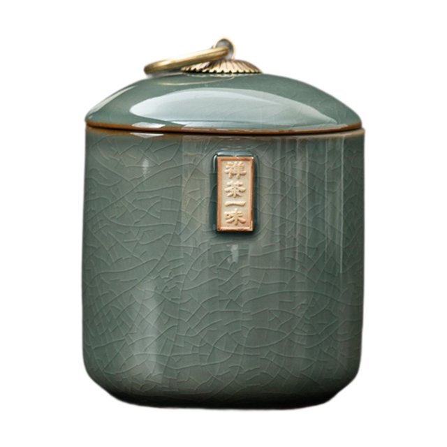 Recipiente de cerámica para almacenar té, bote para té, decoración del hogar, recipiente para escritorio, contenedor de café con tapa hermética para Verde