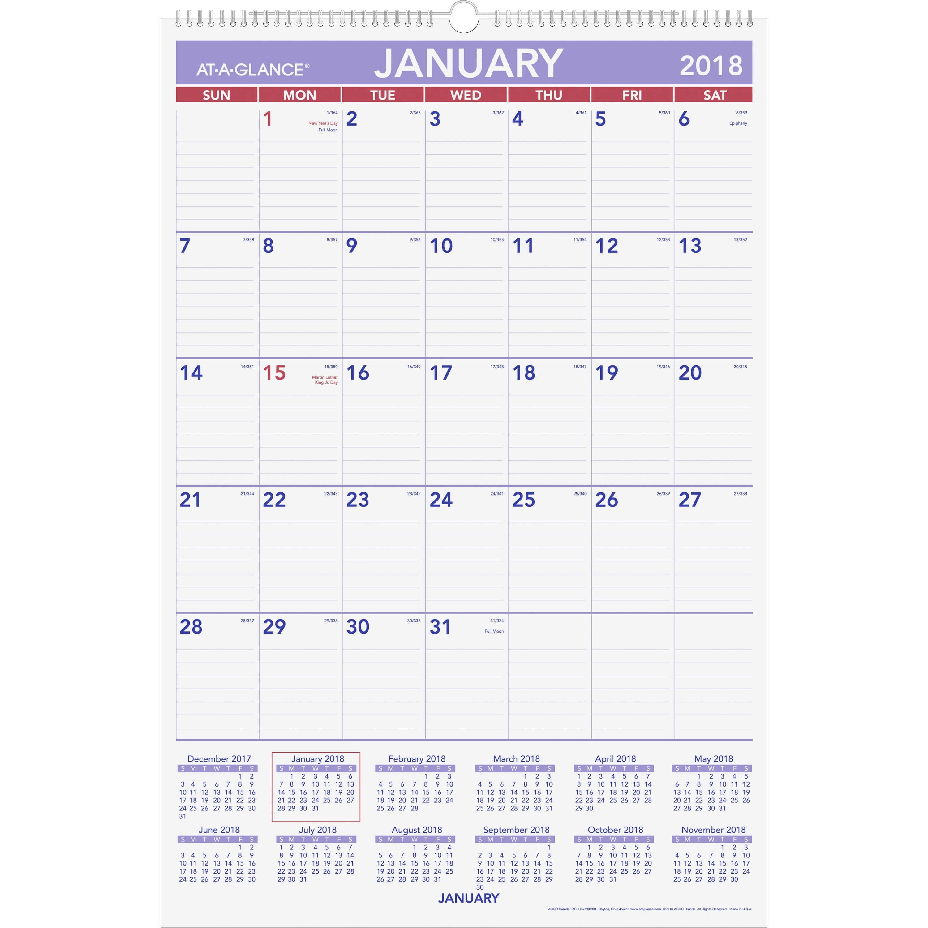 AtAGlance, Recycled Monthly Wall Calendar, 1 Each, White