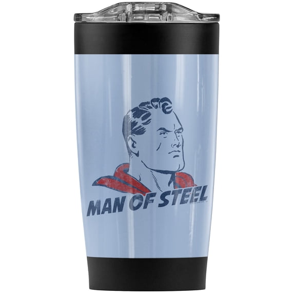 Superman The Man Stainless Steel Tumbler 20 oz Coffee Travel Mug/Cup, Vacuum Insulated & Double Wall with Leakproof Sliding Lid | Great for Hot Drinks and Cold Beverages