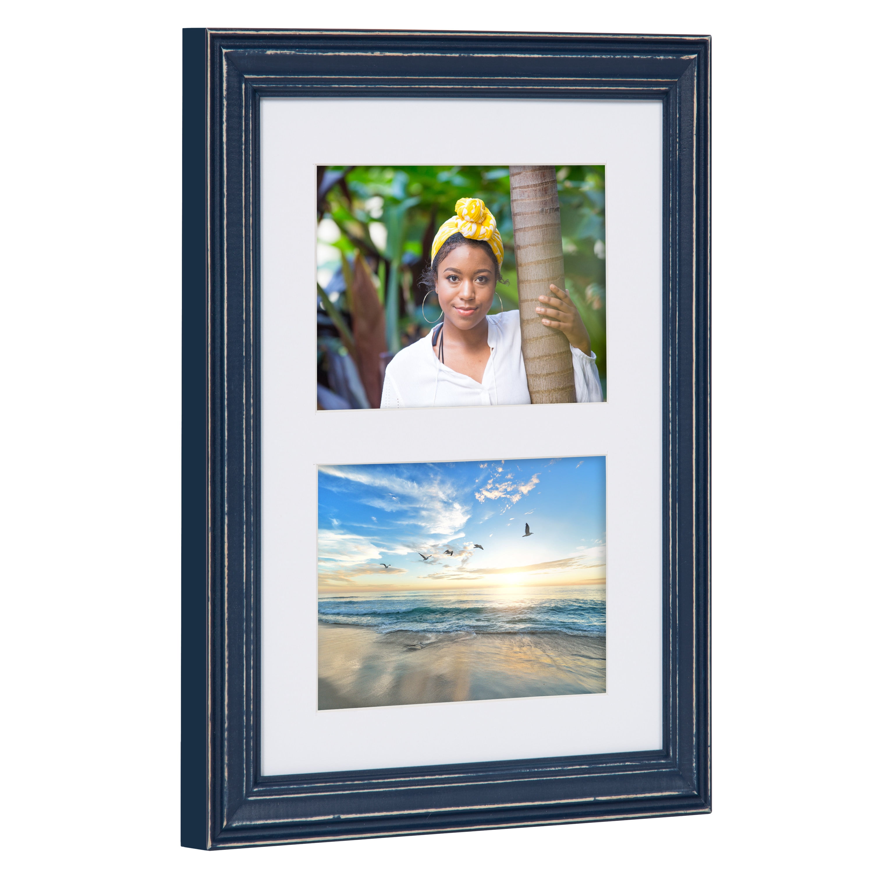 Kate and Laurel Bordeaux Gallery Wall Frame and Shelf Kit, Set of 10, Multiple Coastal Finishes, Assorted Size Frames and Three Display Shelves