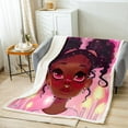 thumbnail image 2 of Black Princess Throw 50"X60" Throw Blanket Black Pink Fleece Blanket Cute American African Sherpa Blanket Princess Room Decor,Soft Lightweight Fuzzy Blanket, 2 of 6