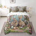 thumbnail image 2 of Feelyou 3D Rustic Rabbit Bedding Comforter Set 7 Pieces for Teens, Cute Easter Egg Full Bedding Set, Farmhouse Groovy Floral Reversible Fitted Sheet Flat Sheet, Microfiber Bedroom Decor, 2 of 8