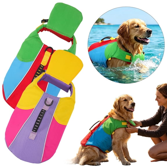 Dog Life Jacket with Chin Float, Swim Vest for Small Large Dogs | Adjustable Dog Life Vest with Rescue Handle, Reflective Trim & D-Ring for Swimming, Boating, Pool & Lake