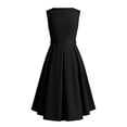 thumbnail image 4 of BRGZLK Girls Summer Dresses Formal Party Wedding Trendy Solid Color Round Neck Sleeveless Bow Belt Tulle Dress Mesh High Low Midi Dress Black 11-12 Years, 4 of 5