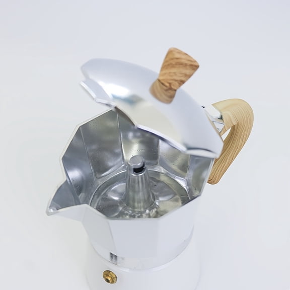 Italian Stovetop Espresso Coffee Maker - Aluminum Moka Pot with Wooden Handle, Manual Home Brewing for Espresso/Latte Art