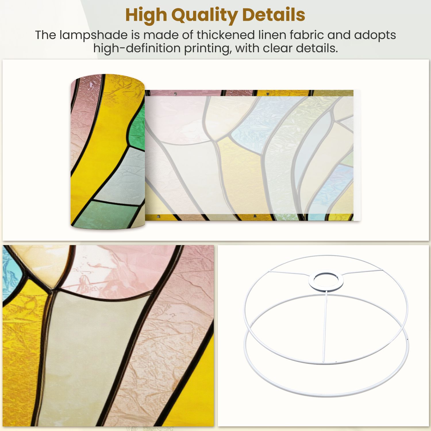 Lampshades 2 Pack Stained glass window 13"x13"x10" Light Shade for Table Lamps Floor Lamps Drum Lamp Shades Lampshade Replacement Easy Assembly