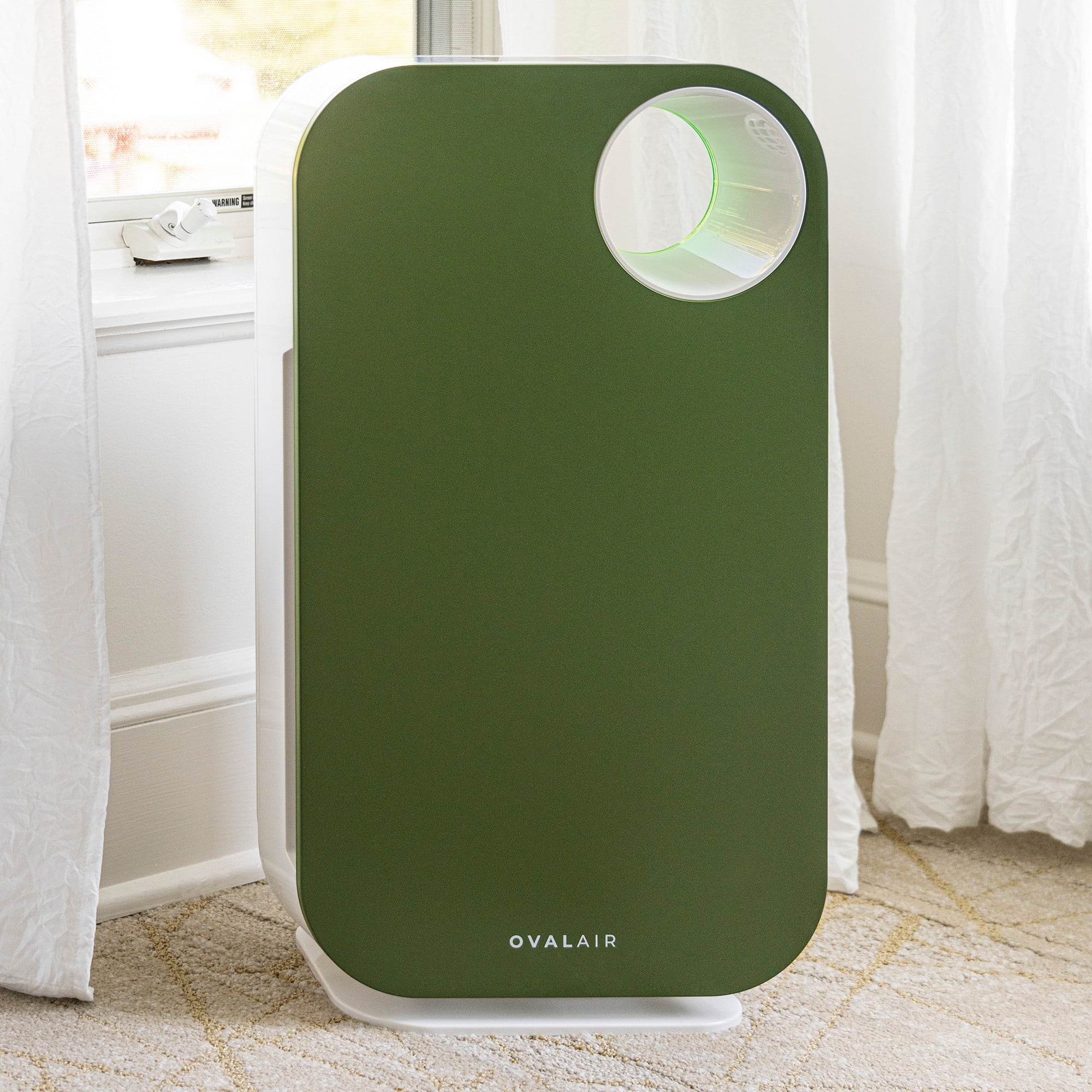 OVAL AIR 3-Stage H13 True HEPA 5-in-1 Air Purifier for Rooms up to 600 sq. ft. reduces Allergies, Asthma, Pets, Odor, Smoke, Cypress Creek Green, AIR1000E