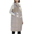 thumbnail image 2 of UPPADA Puffer Vest for Women Fall Trendy Zip up Jacket Casual Long Down Vest Solid Color Sleeveless Collared Winter Puffer Vest Outwear with Pockets Women's Long Down Puffer Vest Khaki,XXL, 2 of 7