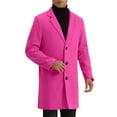 thumbnail image 4 of INSPIRE CHIC Men's Coat Notched Lapel Single Breasted Mid-Weight Long Sleeve Coat 2XL Rose Red, 4 of 7