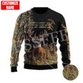 thumbnail image 3 of Suéter feo de Navidad con estampado 3D de camuflaje para caza de ciervos, con nombre personalizado, para cosplay, estilo Harajuku, manga larga, para invierno, X1, 3 of 5