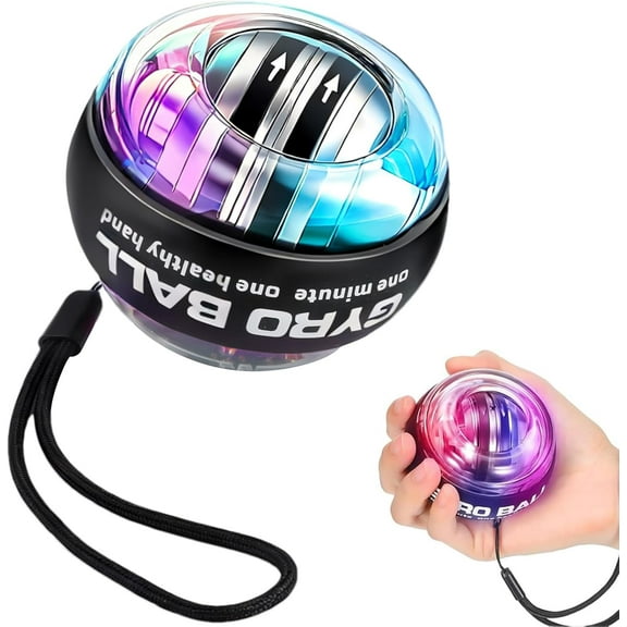 Auto-Start Gyro Wrist Ball with LED Counter - Hand & Forearm Strengthener, Gyroscopic Exercise Ball for Grip Strength, Stress Relief & Rehabilitation(1pcs-black)