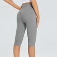 thumbnail image 2 of Women's Knee Length Capri Leggings Casual Summer Biker Shorts Workout Exercise Yoga Pants with Pockets, 2 of 5
