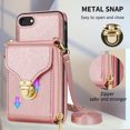 thumbnail image 5 of Allytech Case for iPhone 7 / 8 / SE 2022 & 2020, [Large Capacity] Wallet Case with Card Slots & Zipper Pocket, Premium PU Leather Metal Snap Kickstand Shockproof Case with Shoulder Strap, Rosegold, 5 of 6