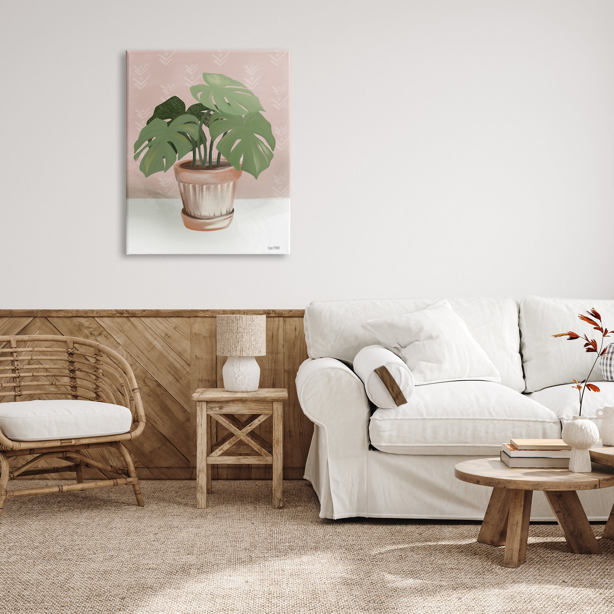 Stupell Industries Potted Monstera Plant Pink Room Still Life, 30 x 40, Design by House Fenway
