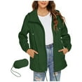 thumbnail image 2 of Clearance under 8!Sevevn Rainproof Jacket For Women Waterproof Windbreaker Lightweight Zipper Jacket Quarter Sleeve Hooded Jacket Raincoat Jacket With Pockets Women Beach Fashion Green XL, 2 of 7