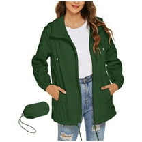 Rain Jacket Women Lightweight Breathable Portable Packable Hooded Waterproof Raincoat Outdoor Active Windbreaker with Pockets