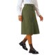 thumbnail image 4 of Falda A-Line de Cintura Alta Elástica para Mujeres INSPIRE CHIC, con Cinturón, Midi de Pana para Otoño e Invierno, Color Verde Militar, 4 of 6