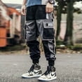 thumbnail image 1 of Joggers Cargo Pantalones para hombres Casual Hip Hop Hit Color Pocket Pantalones masculinos Pantalones de chándal Streetwear Cintas Techwear Pantalones Tan Jianjun unisex, 1 of 2