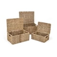 thumbnail image 1 of Trademark Innovations Rectangular Seagrass Baskets Lids (Set of 3), Brown, 1 of 4