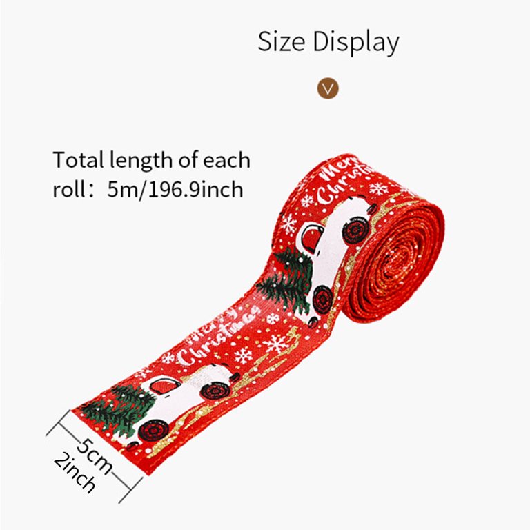 Christmas Ribbon Wired Edge, 2.5 X 10 Yards Merry Heilwiy Christmas  Vintage Truck With Tree Burlap Ribbon