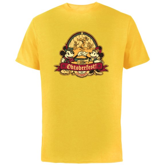 Disney Mickey and Minnie Mouse Celebrate Oktoberfest 2023 - Short Sleeve Cotton T-Shirt for Adults - Customized-Yellow