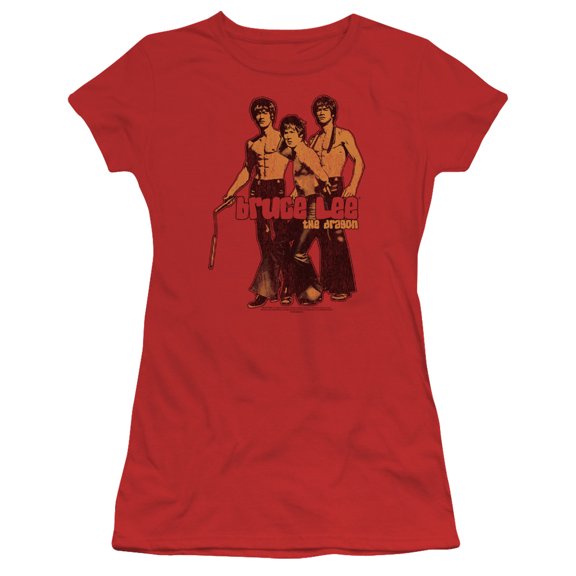 Bruce Lee Nunchucks S/S Junior Women's T-Shirt Sheer Red