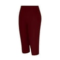 thumbnail image 4 of Olyvenn Women Capri Leggings Summer 2025 Comfy Stretchy Leggings High Waist Slim Fit Workout Running Tights Cut-Out Leg Capris Wine S, 4 of 5