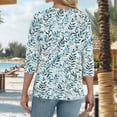 thumbnail image 5 of Wowcloth Woman's Printed V-Neck Button-Up T-Shirt, Loose Fit with 3/4 Sleeves for Casual and Daily Wear, 5 of 6