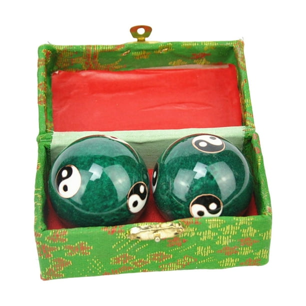 Bolas de masaje Baoding con caja de almacenamiento para aliviar la rigidez. Ideales para padres y personas mayores. Tai Chi Verde