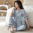 thumbnail image 3 of Conjunto de Pijama grande de manga corta para Mujer, ropa de dormir de punto con puntos de oso de dibujos animados, de algodón, elegante, 5XL, 3 of 4