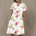 thumbnail image 2 of Ugoldhm Girls Summer Dresses A-Line Crew Neck Short Sleeve Casual Tea-Length Pleated Dress 4-14 Years, 2 of 5