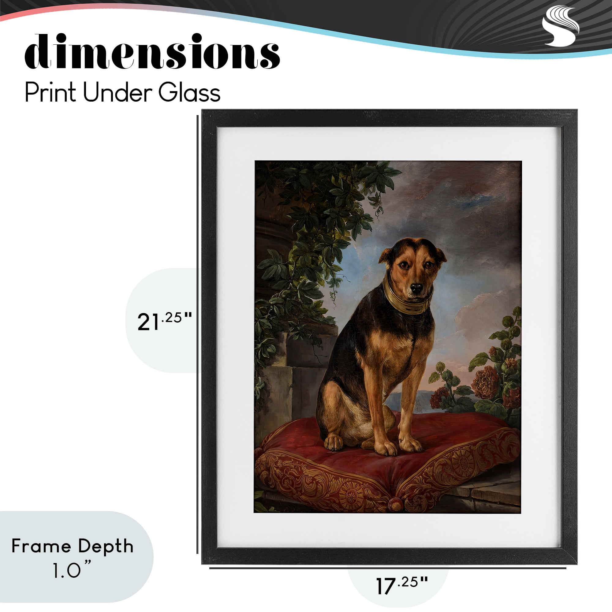 Stupell Industries Historical Dog on Cushion Black Framed Print Under Glass, design by Lil' Rue