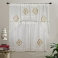 thumbnail image 2 of Violet Linen Emerald Sheer Embroidered Design, 3 Piece Kitchen Curtain Set, Burgundy, 2 of 2
