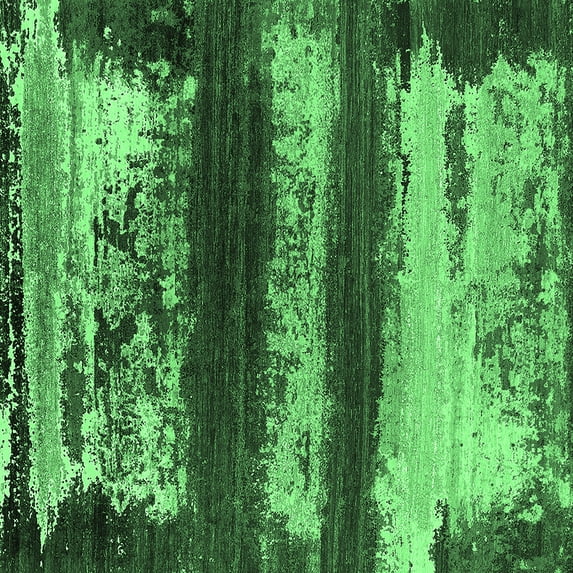 Ahgly Company Indoor Square Oriental Emerald Green Industrial Area Rugs, 4' Square