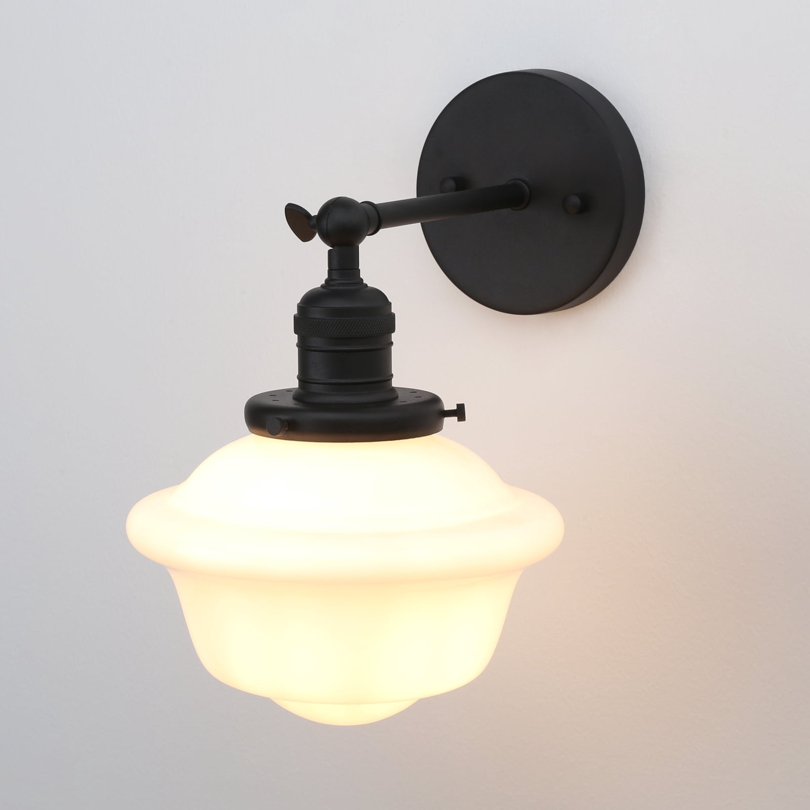 Pathson 1-Light Wall Sconce Milk White Glass Shade Wall Lighting for Living Room Bathroom