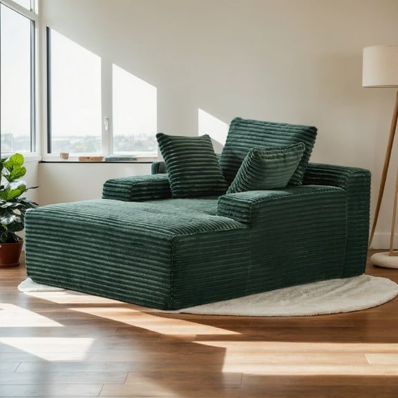 Weetoo Single Sleeper Sofa Sectional Chaise Couch with Throw Pillows for Living Room, No Assembly Required