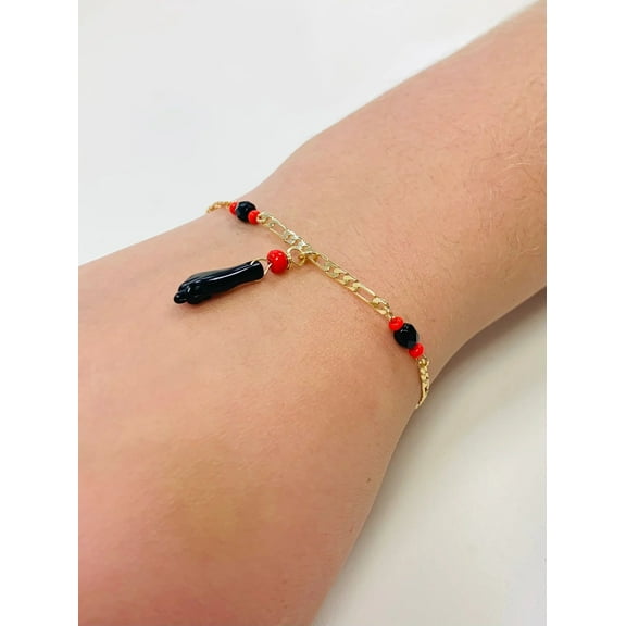 Women's Azabache Bracelet / Azabache Bracelet 7.25" / Gold Filled Bracelet / Azabache Hand Bracelet / Bracelet / Good Luck Bracelet / Pulsera de Azabache / Pulsera para Mujer