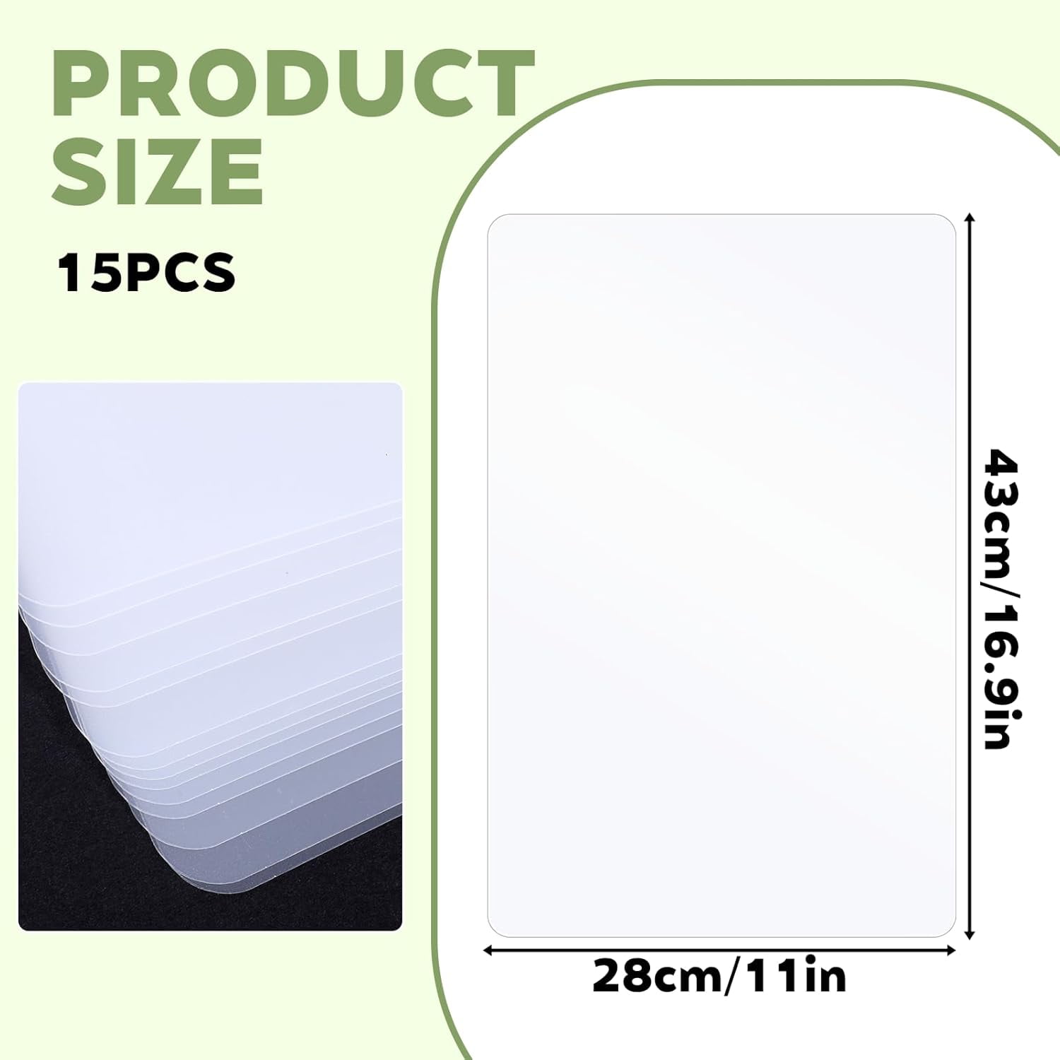 RGHJAR-15 Pcs Flexible Plastic Cutting Mats, 17 x 11 Inch Clear Plastic Cutting Board Mats Wipeable Frosted Placemats for Kitchen, Cooking, Table, Writing