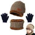 thumbnail image 5 of 1-5Y Kids Winter Warm Knitted Scarf Beanie Hat and Gloves Set Little Boys Girls Soft Stretch Hat Scarf Mitten Set Fleece Lined Set 3 Pieces, 5 of 5