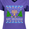 thumbnail image 4 of Inktastic Happy Chrismukkah Sweater Style with Menorah and Trees Women's V-Neck T-Shirt, 4 of 5